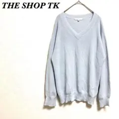 a877 ザショップティーケー Ｖネック 春 薄手 M ライトブルー ワールド