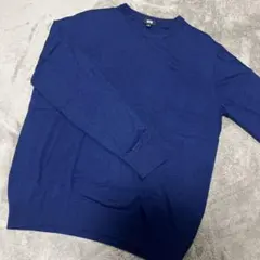 ユニクロ　メンズ　ネイビーブルー　クルーネック ニット　X L