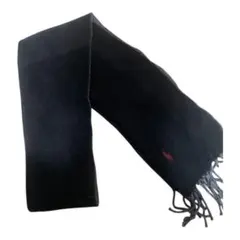 ポロラルフローレン マフラー 黒 ウール 刺繍ロゴ イタリア製