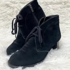 訳あり価格✨REGAL ショートブーツ スエード 黒　サイドジップ 22.5cm