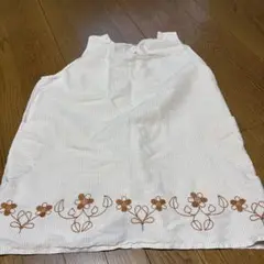 ストライプ柄花刺繍エプロン