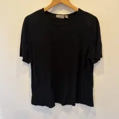 クロフトアンドバロウ カットソー クルーネック 半袖 リブ リブ 黒 2X