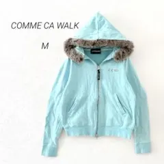 コムサウォーク パーカー M ミント フードファー コットン 人気 0593