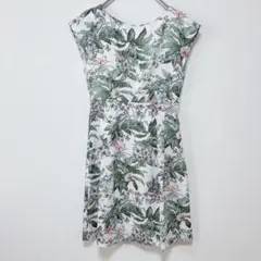 花柄 ボタニカル ワンピース ノースリーブ M フェミニン リゾート 38 上品