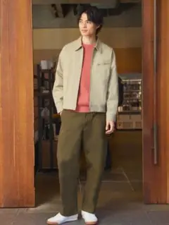 UNIQLOワイドフィットワークパンツ L カーキ