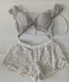 【超美品】ムラサキスポーツ　クロシェ編み ビキニセットアップのサムネイル