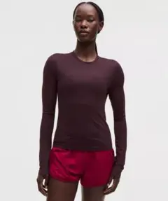 lululemon Swiftly ウール長袖シャツ ストレッチ バーガンディ