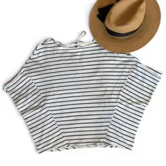 SHARE PARK ボーダー Tシャツ ホワイト ブラック　ドルマンスリーブのサムネイル