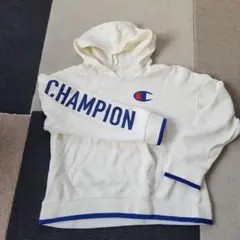 Champion フード付き裏起毛パーカー ホワイト 150cm