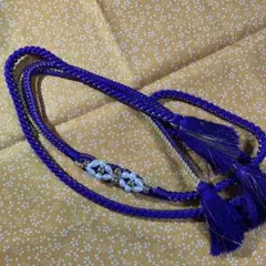 紫の帯締め パールビーズ装飾　箱入り