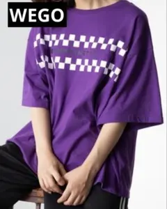 WEGO フラッグチェックアソートBIGTシャツ　紫のサムネイル