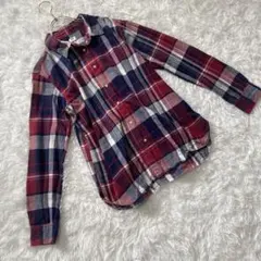 UNIQLO【L】チェック柄 フランネルシャツ 長袖 ボルドー ネイビー
