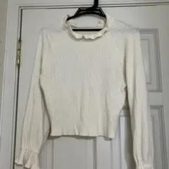 2.GRL アイボリーリブ編み セーター M