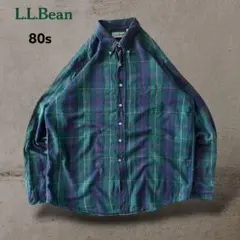 エルエルビーン80sフランネルタータンチェックボタンダウンシャツフェードグランジ