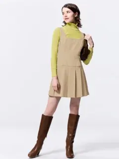 GU ローウエストプリーツジャンパードレスNTQ