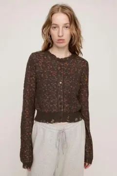 SLY TWIN BLOOM KNIT ニット カーディガン ブラウン 花柄