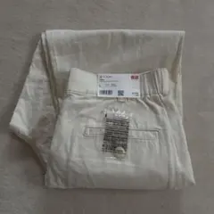 UNIQLO リネンコットンテーパードパンツ オフホワイト L