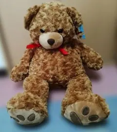 テディベア　ぬいぐるみ ブラウン 赤リボン　タグ付