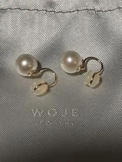 woje ホワイトパール ノンホールピアス K10 YGのサムネイル
