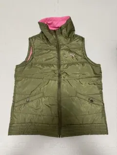 Puma ダウンベスト Lサイズ オリーブグリーン/ピンク