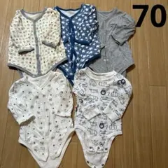 70サイズ　長袖　ロンパース　今の時期にぴったり！　5枚セット