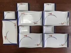 【美品】香蘭社　オーキッドレース　角皿大小10枚セットのサムネイル
