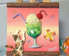 ま*ん様 アクリル画 手描き 原画 猫 絵画 クリームソーダ イラスト 猫の絵 ま*ん様 アクリル画 手描き 原画 猫 絵画 クリームソーダ イラスト 猫
