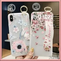 iPhoneケース　半透明　花柄　白　11pro　可愛い　クリア　ケース　スマホ