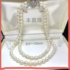 本真珠 パール 2連ネックレス ホワイト シルバー Pearl necklace