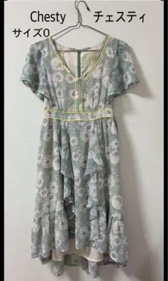 セール美品Chertyチェスティ 花柄シフォンフリルワンピース サイズ0