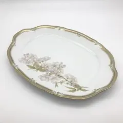 ノリタケ ガラコンテッサ オーバルプレート 桜 金彩