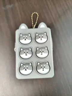 犬の顔デザインポーチ　グレー　ユーホーキャッチャー　キーホルダー
