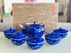 深川製磁 瑠璃地 葡萄柄 茶器揃 急須 湯呑みセット | Mercari