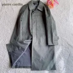 ピエールカルダン【M】グレー チェスターコート ロング　人工皮革