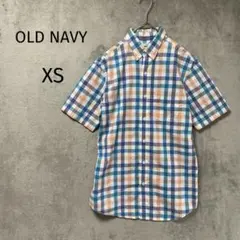 OLD NAVY/半袖チェックシャツ/XS/スリムフィット
