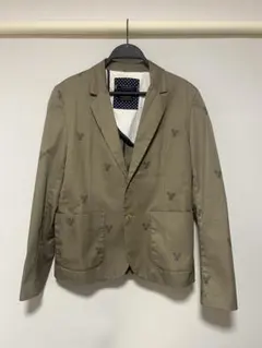 R.NEWBOLD　コットンテーラードジャケット　テニス柄 ベージュ サイズM