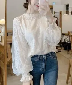 新品、未使用cammieチュール重ね袖ボリュームトップス