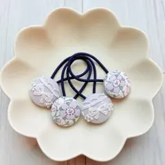 147✾︎ ハンドメイド　ヘアゴム4個セット　22㎜くるみボタン　リバティ