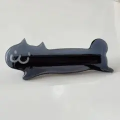レジン　黒猫ちゃん　ヘアクリップ　シルバー