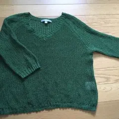 【新品】UNIQLO  ニット  5分袖   グリーン