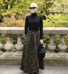 JENNE × ブリジットバルドー レオパード柄マキシ丈フレアスカート S