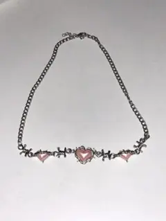 ハート型ピンクビーズネックレス Y2K