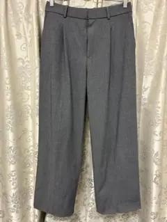 【UNIQLO】タックワイドパンツ L グレー レディース