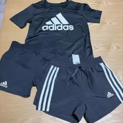 adidas 黒 Tシャツ・ランパン3点セット