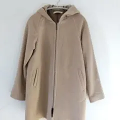 クロコダイル　ベージュ フード付きコート　サイズL