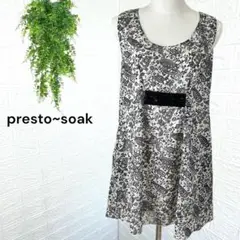 2637【presto~soak】ノースリーブチュニック ペイズリー柄 L