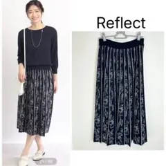 Reflect【洗える】ジャガードニットスカート黒
