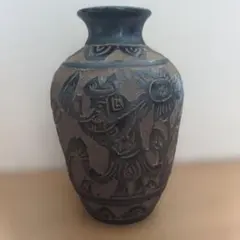 壺屋焼.故【島袋常明】古い作品.エジプト紋.大壺.銘あり やちむん沖縄