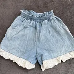 フリル付きライトブルーデニムパンツ　95㎝