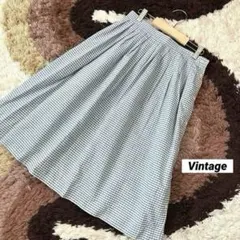 ⭐️レトロ古着　チェック柄　フレアスカート⭐️ヴィンテージ 春夏　ガーリー　水色